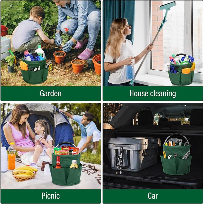 17L Folding Basket with Handle Collapsible Garden Tool Tote Storage Bag Portable Picnic Baskets Outdoor Beach Baskets JT581