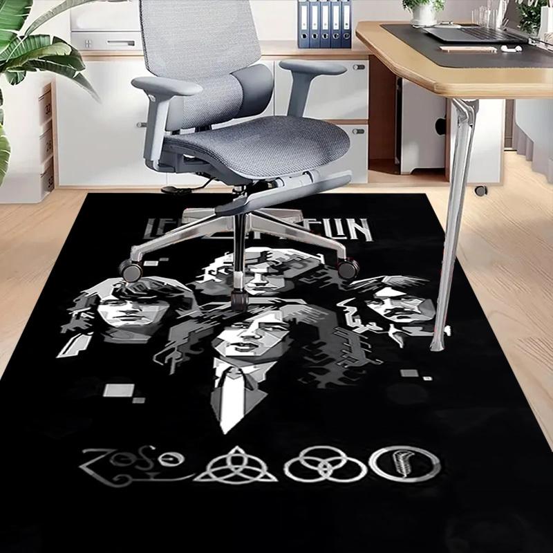 1ks Led Zeppelin Pracovna Doma, Odolná Polyesterová Podlahová Rohož s Snadnou Údržbou, Kancelářská Dekorace, Městský Styl, Protiskluzová Zadní Strana