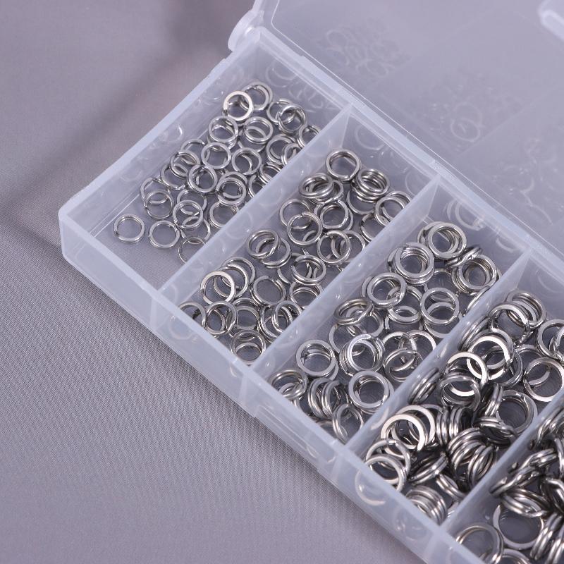 200pcs Fishing Split Ring Kit Stainless Steel O-Shaped Ring Set Fishing Lures Connectors Fishing Jigging Tackle Split Rings Set