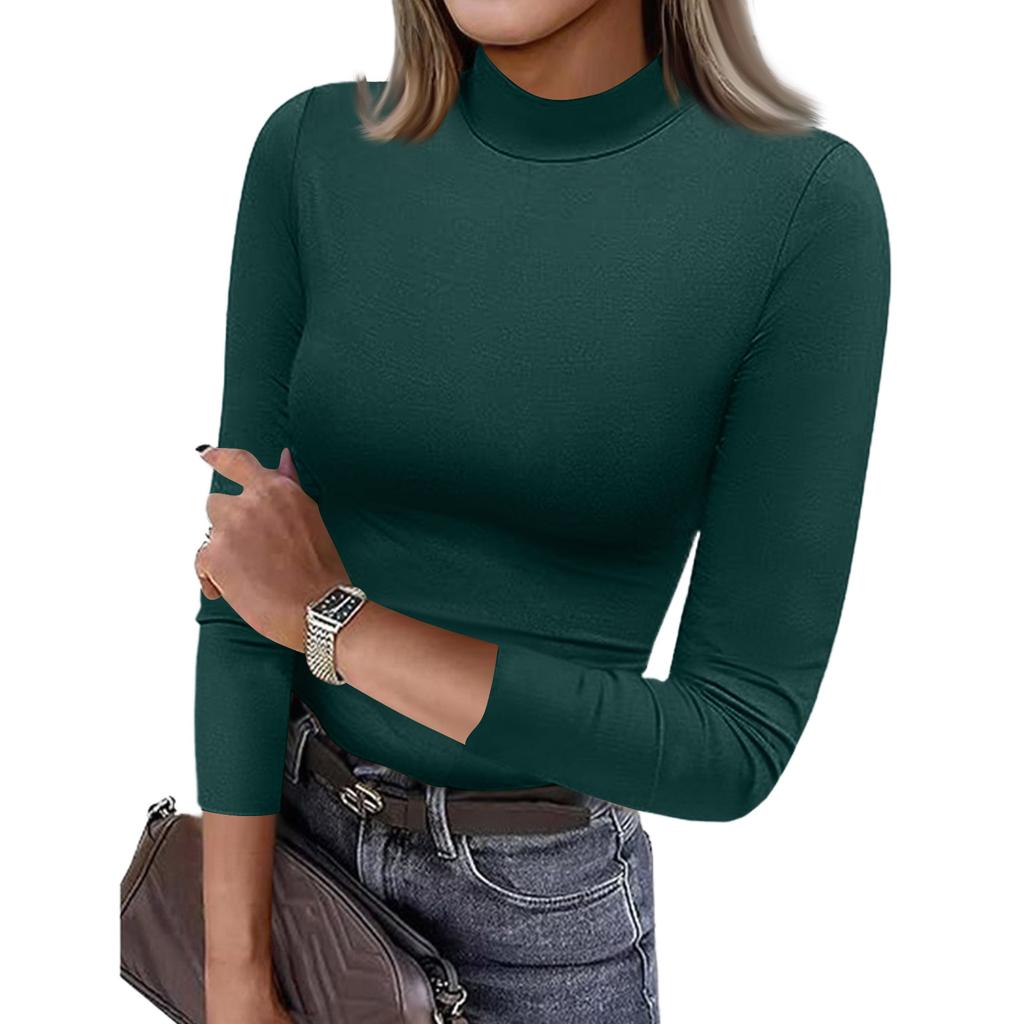 Damen Slim Bottom T-Shirt Mode Lässig Rundhals Pullover 3/4 Ärmel Top