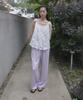 Mosyupamosyu Soft Stripe Elastic Pants [Lavender]