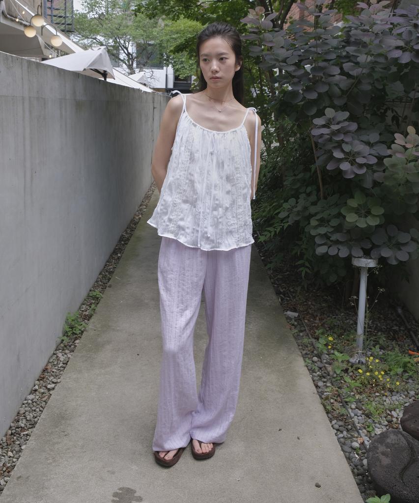 Mosyupamosyu Soft Stripe Elastic Pants [Lavender]
