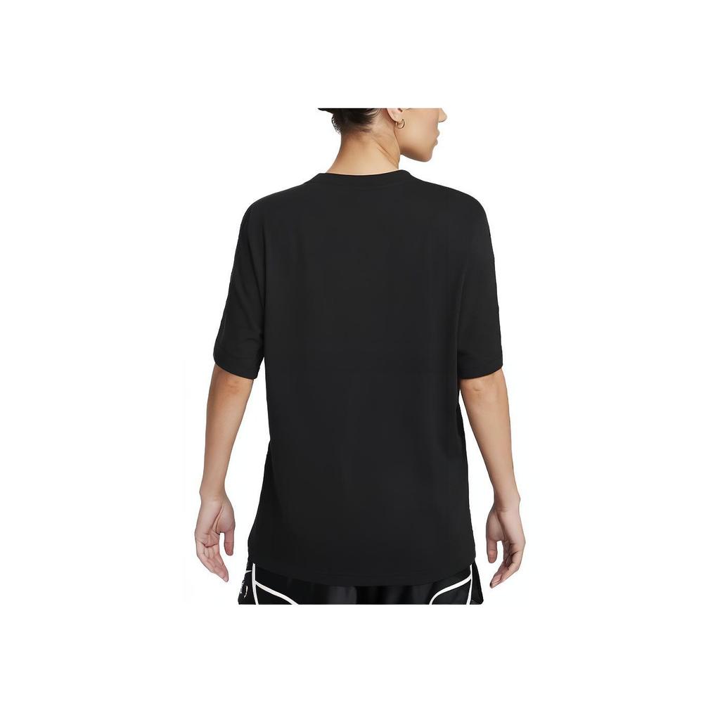 Nike Dri-FIT Swoosh Fly Logo Printed Ribbed Crew Neck Sports T-Shirt Women Tops Black FN5372-010