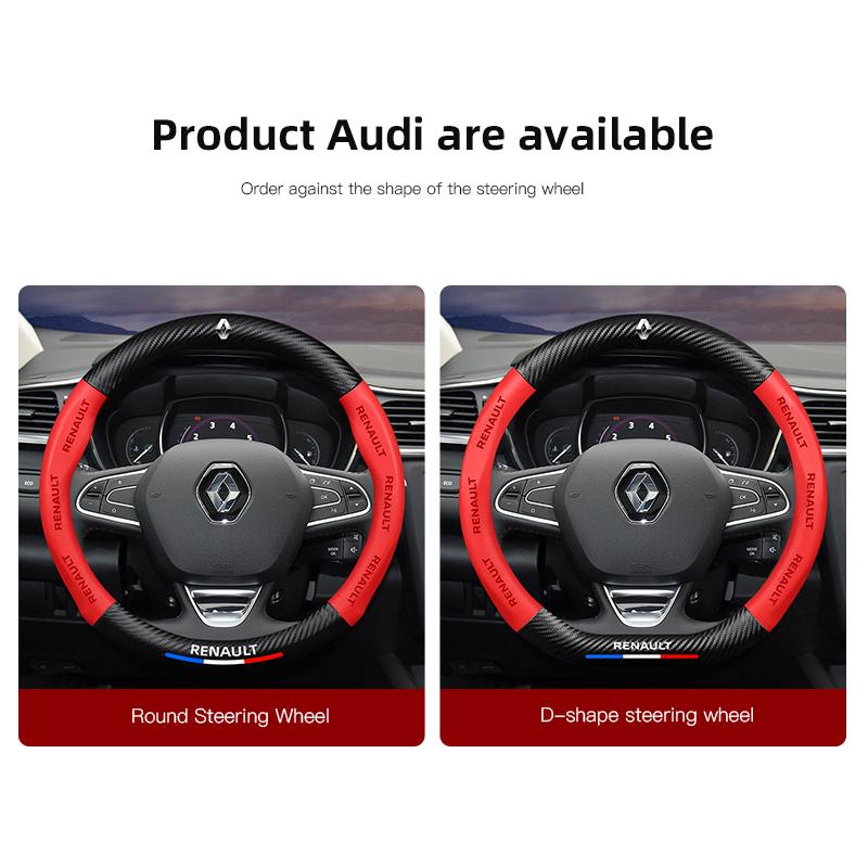 2026 Hot For Renault Hub Caps Car Steering Wheel Cover Breathable Anti-slip Accessories For Renault Clio Koleos Megane QM6 Kadja