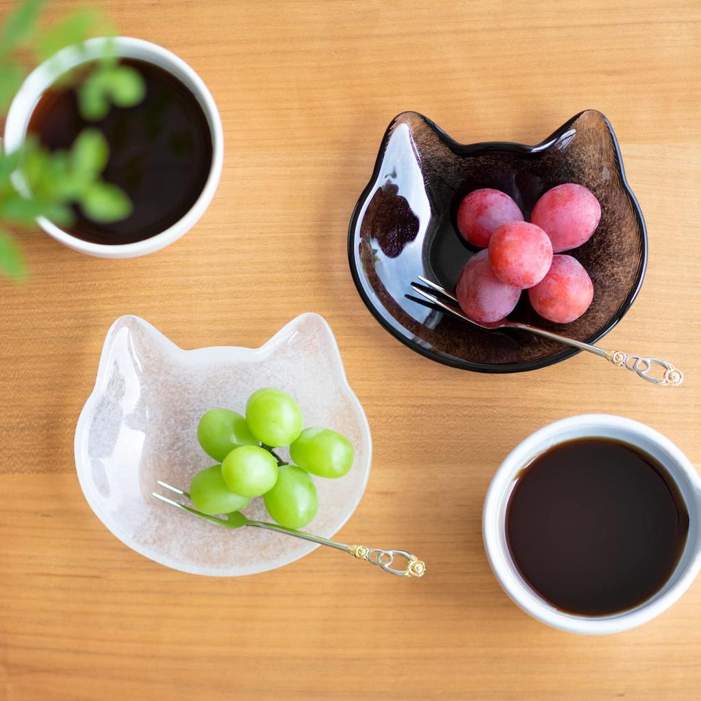 ADERIA Coconeco Craft White Glass Small Made In Japan Stylish and Perfect As a Gift for New or Single Perfect for Japanese or Cat-Shaped Plate,