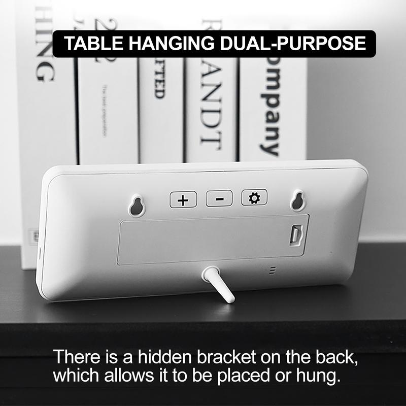 Digital Wall Clock Electronic Wall Mounted LCD Disply Clocks Multifunctional Temperature and Time Week Display Battery Powered