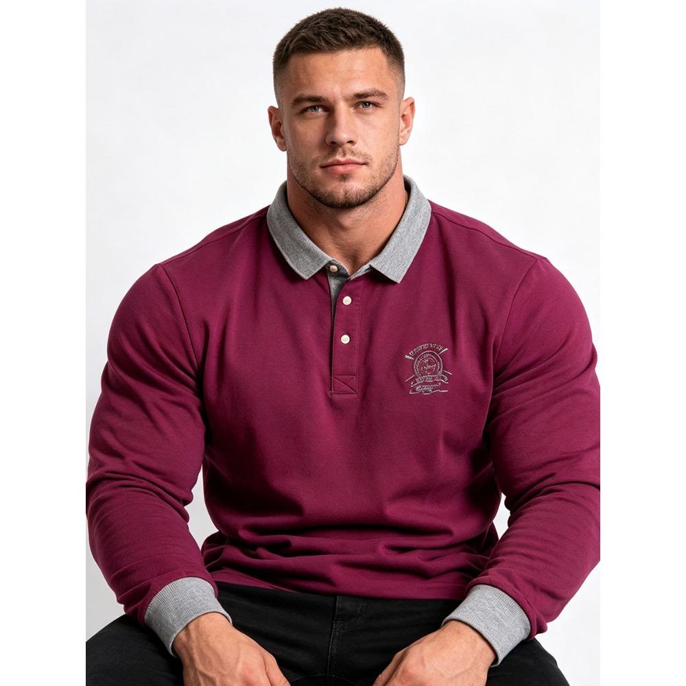 Polo da uomo primaverile Polo casual in cotone da uomo Polo a maniche lunghe T-shirt oversize