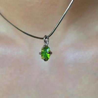 A Green Zircon Necklace Snake Bone Chain Summer Gentle Light Luxury Niche Design Flash Diamond Stainless Steel Collarbone Chain