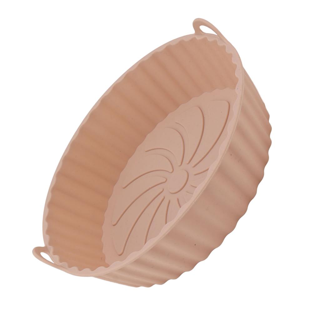 2Pcs Round Silicone Fryer Basket Oil Resistant Non Stick Resuable Fryer Silicone Liner with Handles for Household