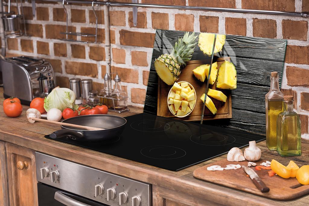 SZKLANA PŁYTA i DESKA DO KROJENIA 100x52 ANANAS