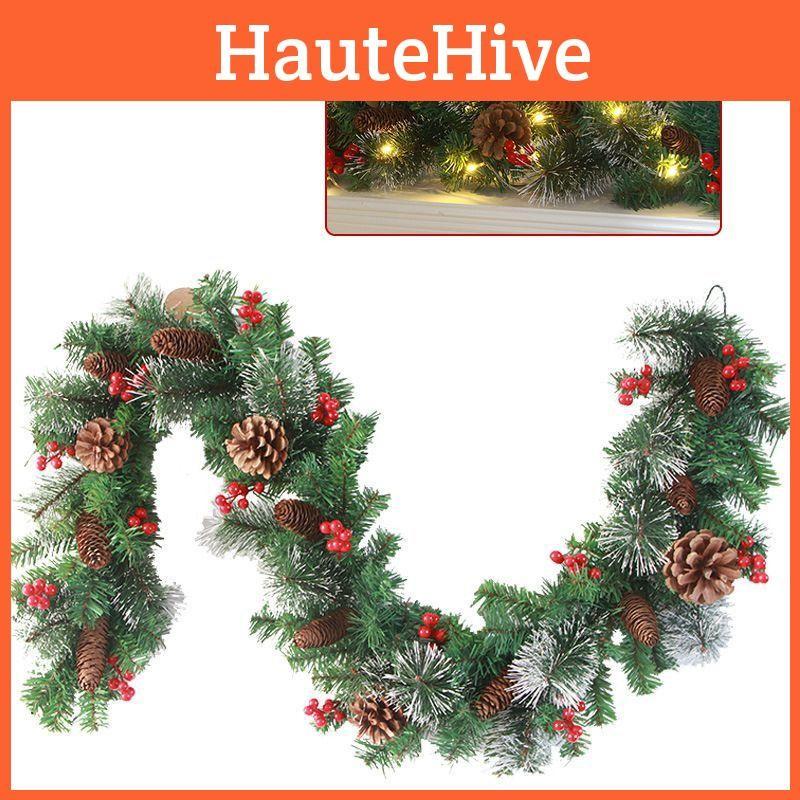 69ft Christmas Xmas Mantle Fireplace Arch Garland With Lights Operated Battery