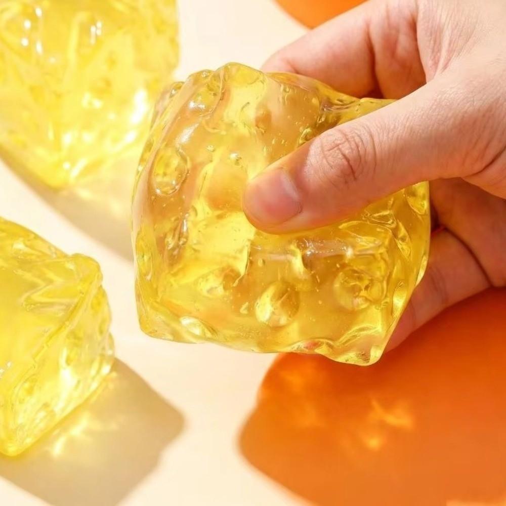 Slow Rebound Cheese Pinch Toy Transparent Non Rebound Fidget Toy Cheese Squeezed Cube Calming Toy