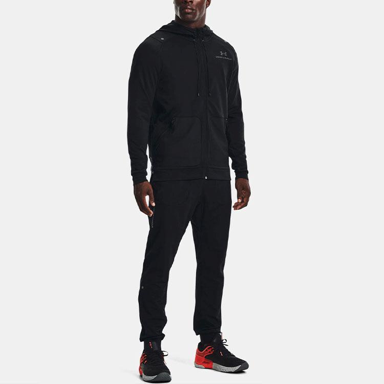 Under Armour Rush Series All Purpose Logo Print Sports Hooded Jacket Men Jackets Black 1367770-001