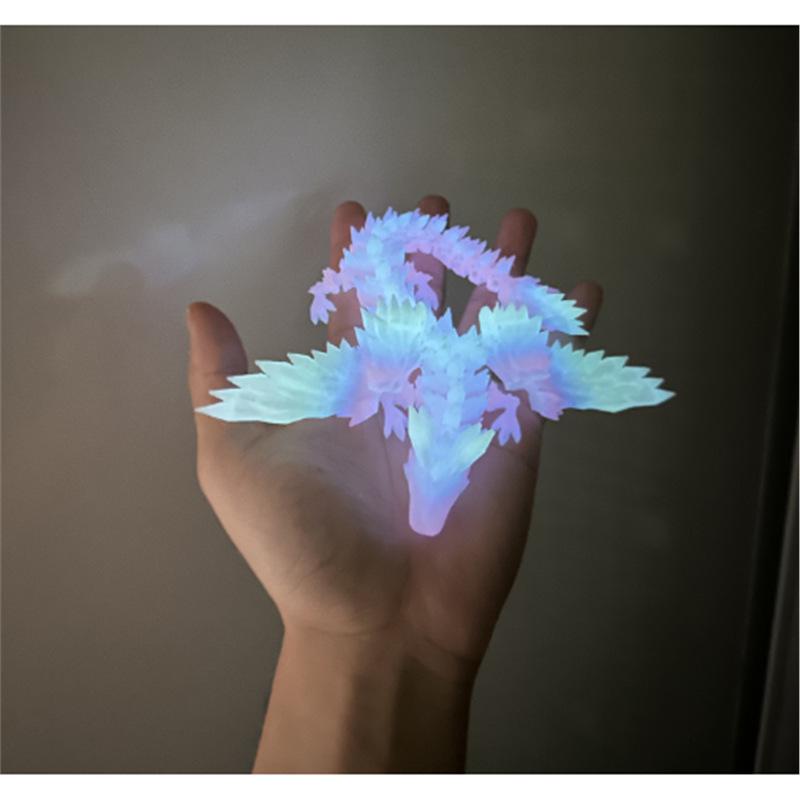 

Светящаяся 3D-печатная игрушка детеныша дракона с крыльями и суставами - Большая хрустальная модель