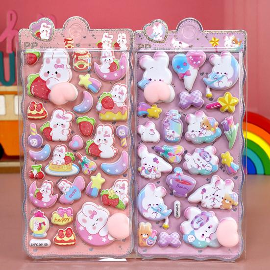 3D Puffy Stickers Panda Rabbit Bear Animal Squishy Stickers for Kids Cute Bubble Butt Stickers for Crafts Phone Case Decor
