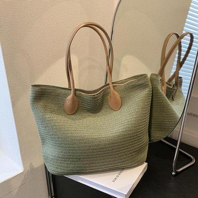 Fashion Handwoven Straw Shoulder Beach Bag Large Capacity Purse and HandBag For Women Casual Summer Travel Vacation Shopper Tote