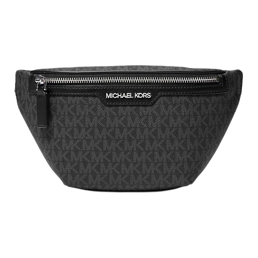 

Michael Kors MK Cooper Logo Print Zipper Closure Coated Canvas Crossbody Waist Bag Mini Men bags Black 37T4LCOY1B-BLACK Basic Set (Bag)