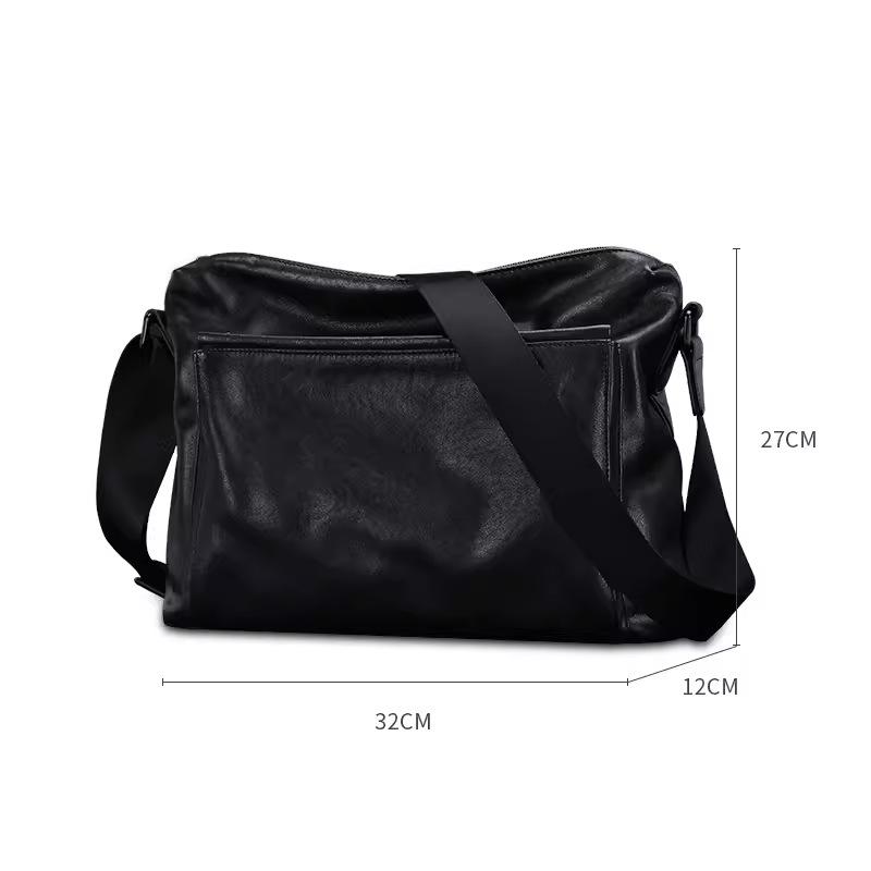 

Leather Bag Backpack Crossbody Bag Men S Bag Large Shoulder Bag Commuter Diagonal Cross Casual Mailman Cowhide Bag чёрный