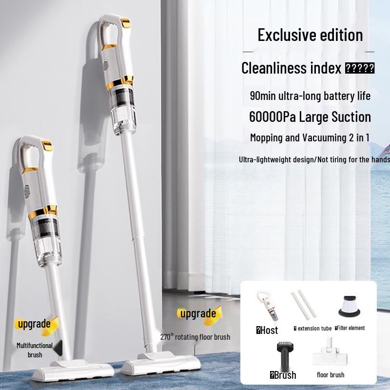 

2025 Беспроводной ручной пылесос и швабра с высокой мощностью всасывания - Тихий удалитель клещей для домашних животных