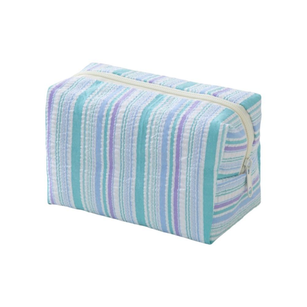 Large Capacity Cosmetic Bag Lightweight Travel Skincare Bag Striped Makeup Pouch Toiletry Storage синий