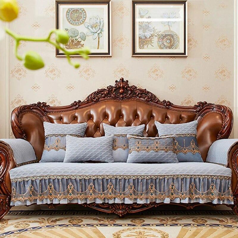 Embroidery Sofa Cover Non-slip Short Plush Couch Cover Slipcover Home Four Season Universal Modern Simple Sofa Protector Cushion