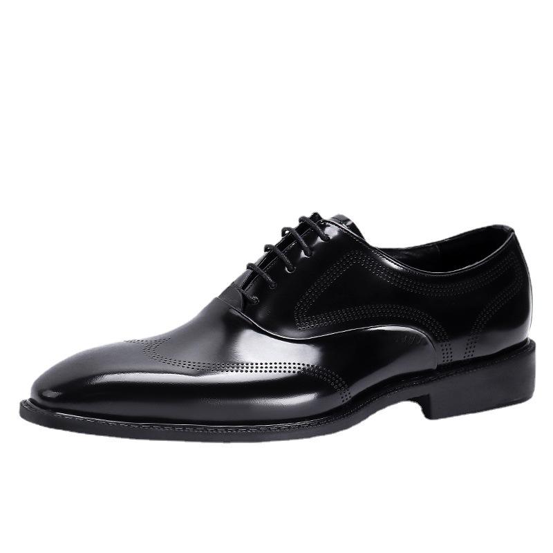 Glossy Leather Shoes Men'S Leather Patent Leather British Carved Business Dress Oxford Shoes Glossy Shoes