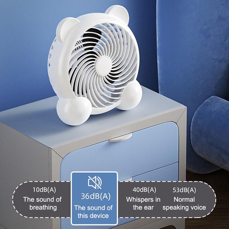 4/7inches Desktop Fan Ultra Quiet USB Charging Panda Fan for Office Home Portable Dorm Camping Outdoor