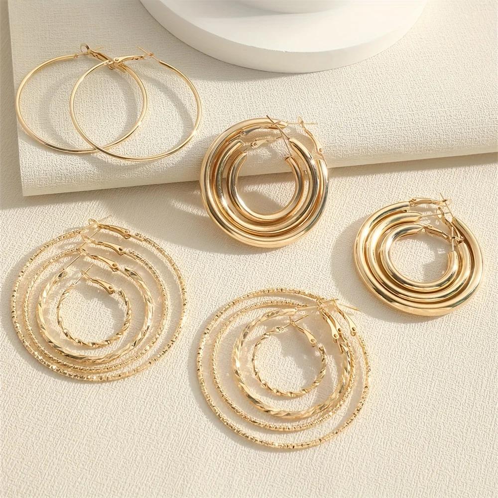 8 Paar Set Ohrringe Legierung Schmuck Eleganter Einfacher Stil Für Damen Mädchen Tägliches Tragen Zartes Set Geschenke