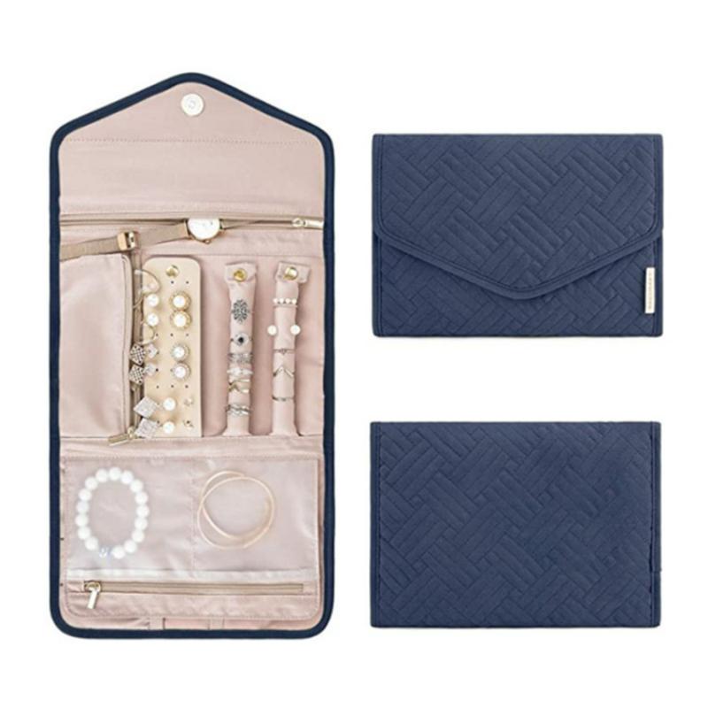 Organizer Da Viaggio Per Gioielli In Velluto Rosa – Astuccio A Rotolo Per Bracciali, Anelli E Orologi – 16,5x7,6 Cm