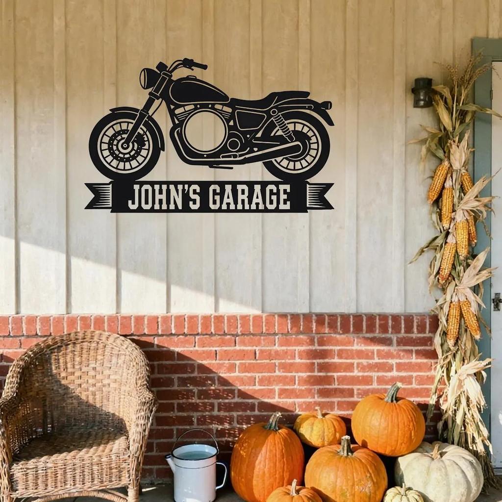 Personalized Motorcycle Metal Sign: Custom Motorcycle Rider Biker Name Sign, Workshop Decor