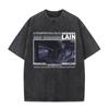 Japanese Anime Serial Experiments Lain Vintage Washed T Shirt Manga Iwakura Girl Sci Fi T-shirts Men 100% Cotton Casual T Shirt