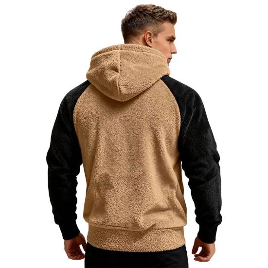 Men Fluffy Hoodie Fuzzy Loose Pullover Hoodie Casual Warm Hooded Fleece Sweatshirt with Pocket Drawstring for Autumn Winter Street Wear