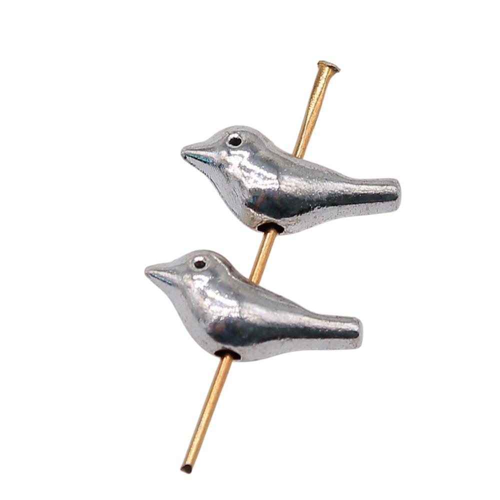 

10шт бусины с маленькими отверстиями в форме птицы бусины античное серебро цвет цинковый сплав 15х6х5мм