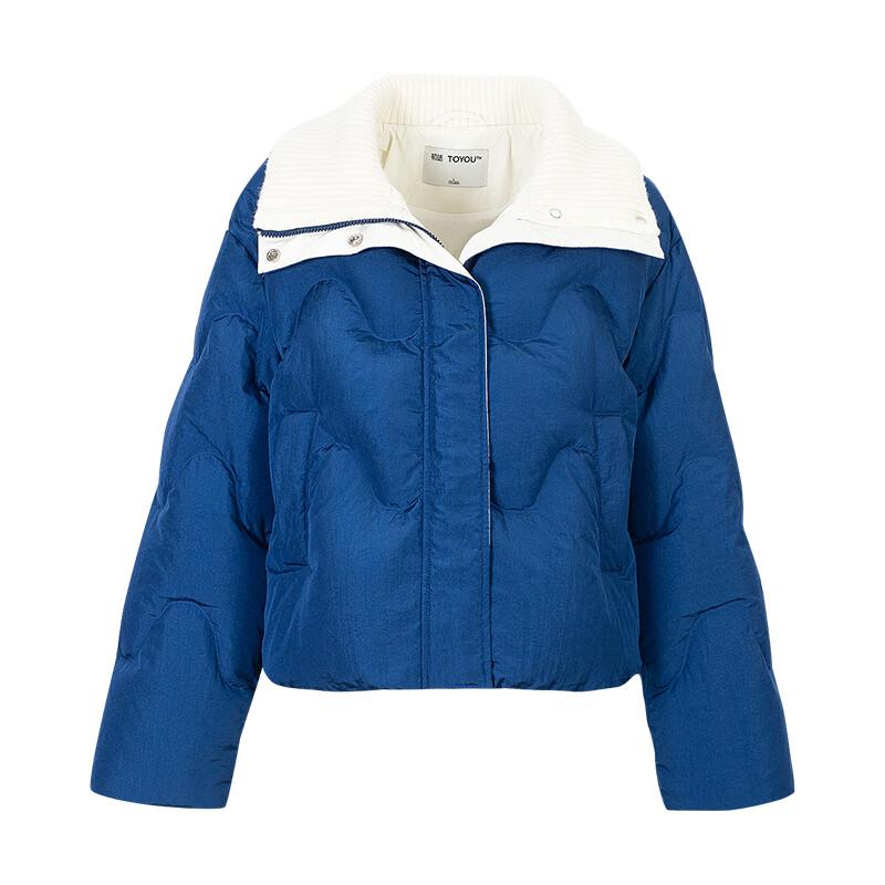 Chuyu Women's Knitted Lapel Puffy Down Jacket