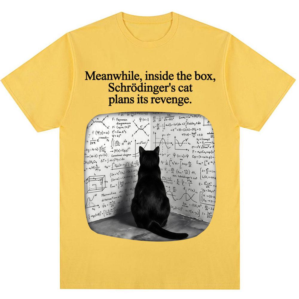 Schrodinger Cat Funny Physics Science Graphic T Shirts Unisex Unisex Vintage Fashion Short Sleeve Oversized Cotton Casual TShirts