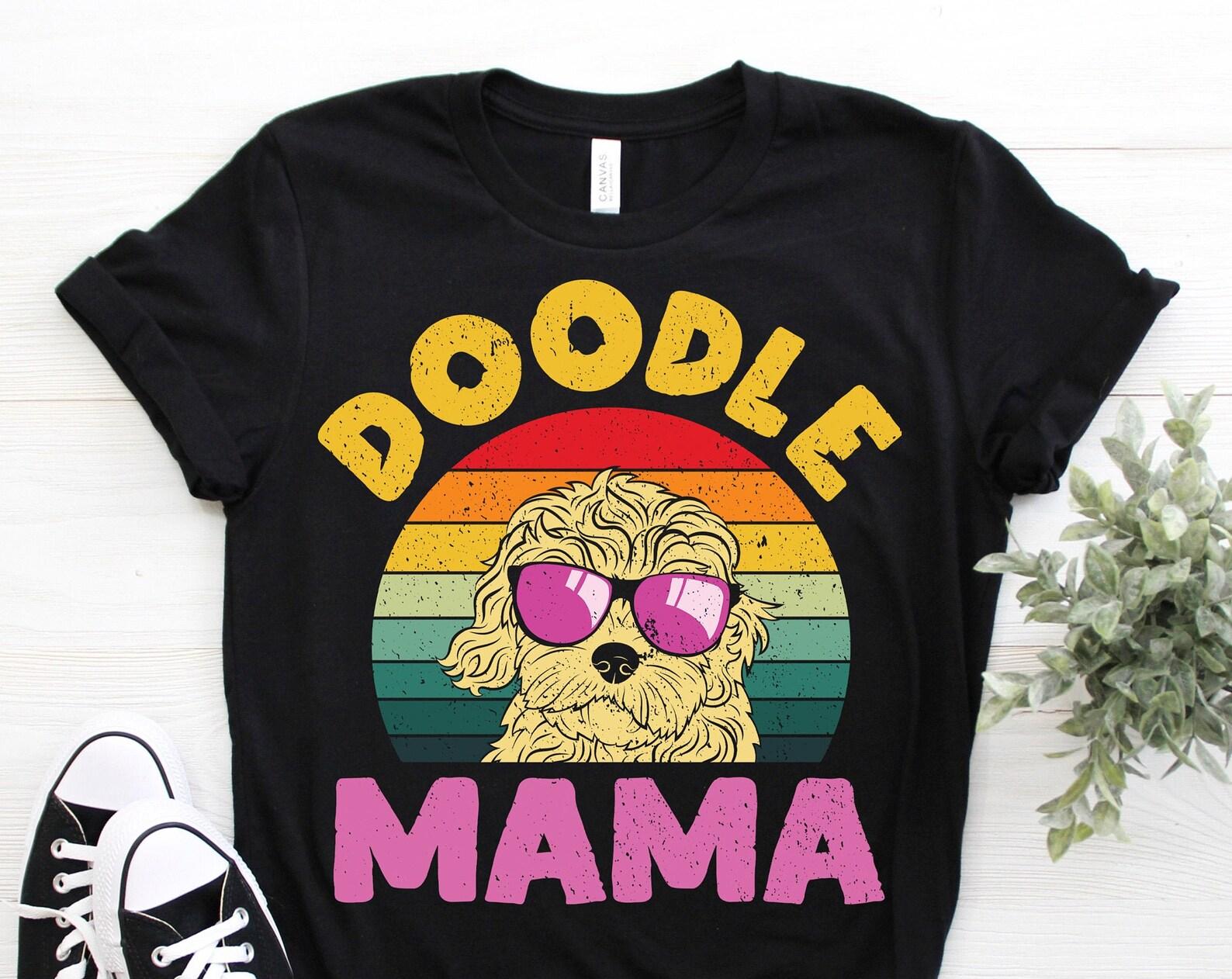 Doodle Mama Cool Vintage T-Shirt, Dog Owner Mom Mother s Day Gift, Cute Golden Goldendoodle Lover Present Dood Birthday Party Costume, 100