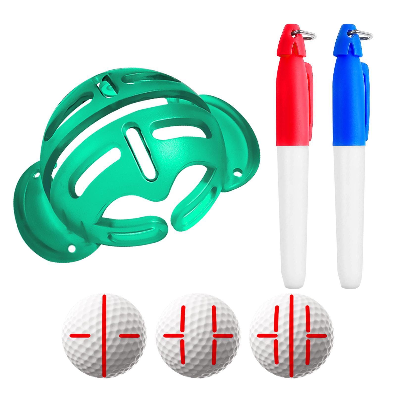

Golf Ball Markers Accessories Golf Ball Alignment and Identification Tool 2 Golf Ball Marking Stencil зелёный