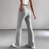 2025 Women's Autumn Knitted Ribbed Flared Pants - Solid Color Casual Micro-flare