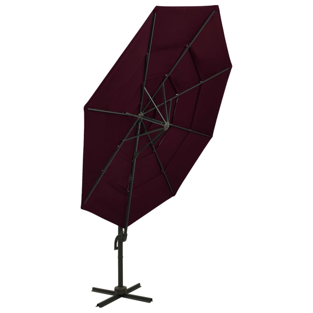 4 Layer Sun Umbrella with Aluminum Pole Burgundy Red 3 X 3 M