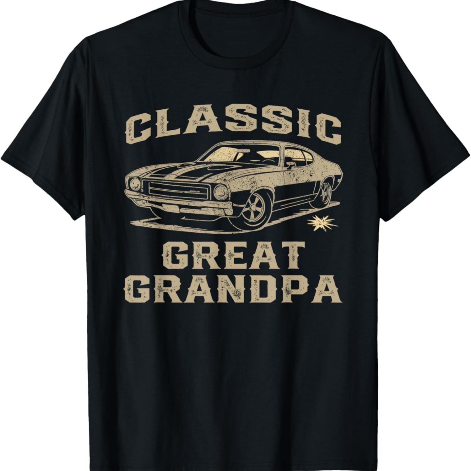 Funny Great Grandpa Classic Car Graphic - Great Grandpa Car T-Shirt S