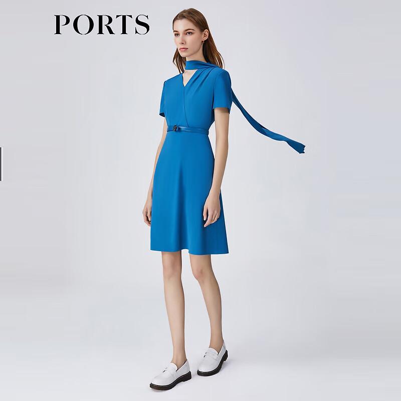 

PORTS Женское элегантное платье с завышенной талией, V-образным вырезом и короткими рукавами S
