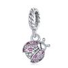 WOSTU 925 Sterling Silver Ladybug Series Charm Zircon Enamel Bead Silver 925 Pendant Fit Original Bracelet Insect Jewelry
