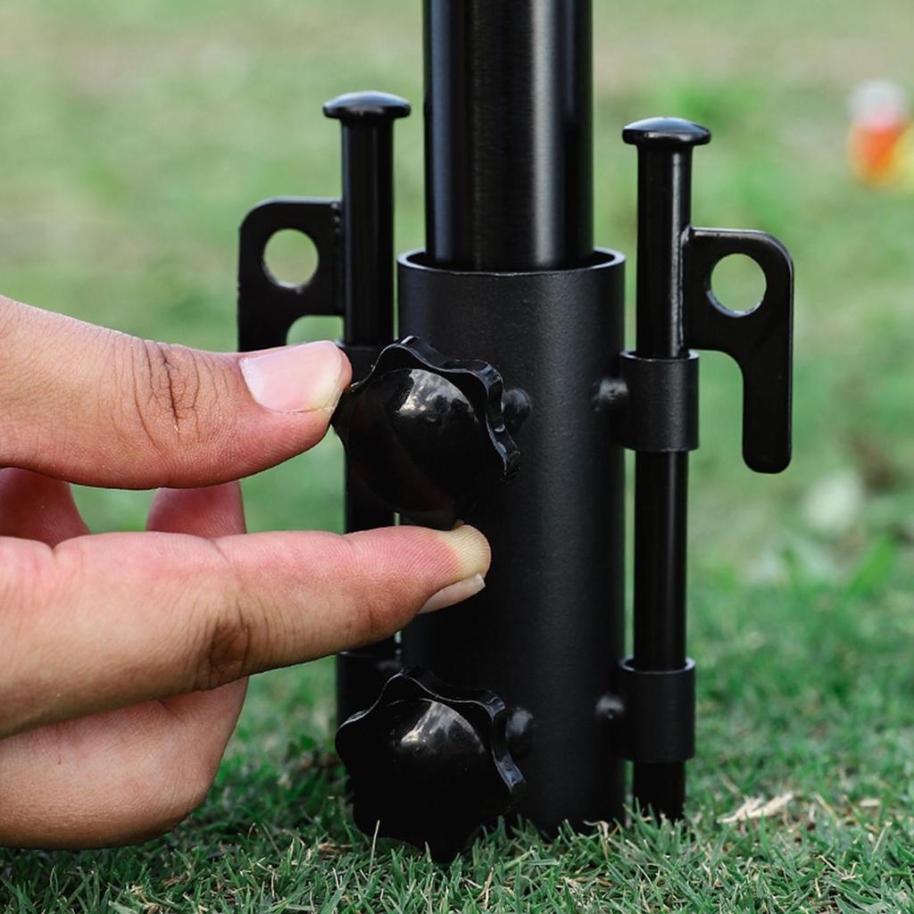 Awning Pole Holder Windproof Tent Rod Base Stabilizer Canopy Stakes Support Rust-Proof Steel Stand For Outdoor Fishing Hiking