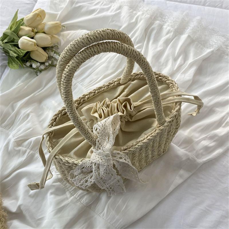 Yogodlns Stro Zak met Trekkoord voor Dames Tas met Handvat Zomer Strand Geweven Boho Tas Rotan Grote Capaciteit Tote Bag Dames Shopper Clutch