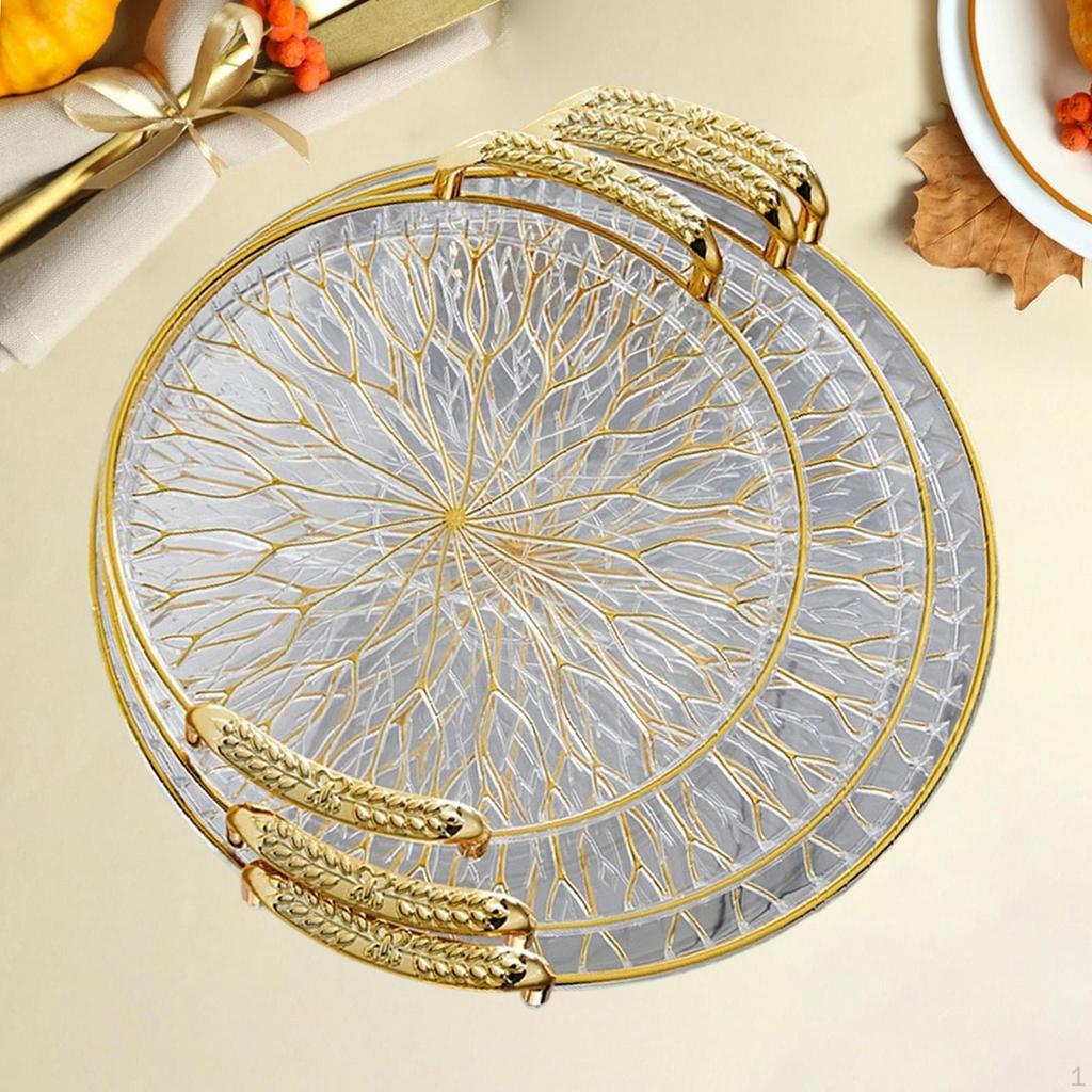 3 Pieces Fruit Plates Serving Trays Dessert Display Platters Coffee Table for Home