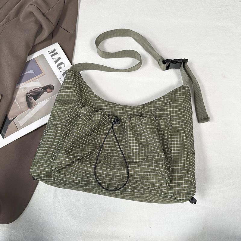 Korean Style Plaid Dumpling Bag: Women's 2026 Versatile Drawstring Crossbody
