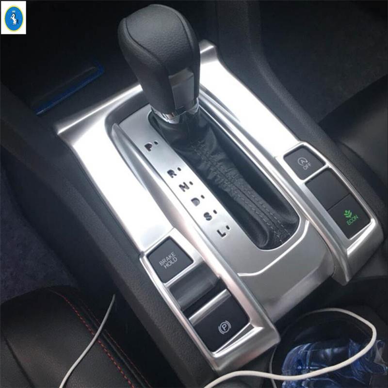 Carbon Fiber / Matte ABS Auto Center Control Gear Shift Panel Decor Frame Accessories Cover Trim Fit For Honda Civic 2016 -