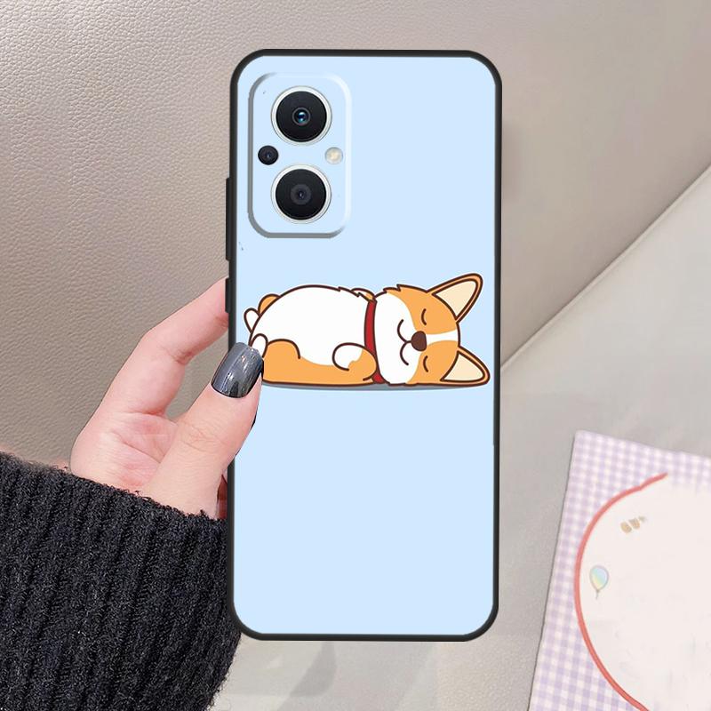 Cartoon Corgi Funda For OPPO Reno 12 F 11F 13F 14F 10 13 14 15 Pro 7 8 Lite OPPO Find X8 X6 X5 X9 Pro Case