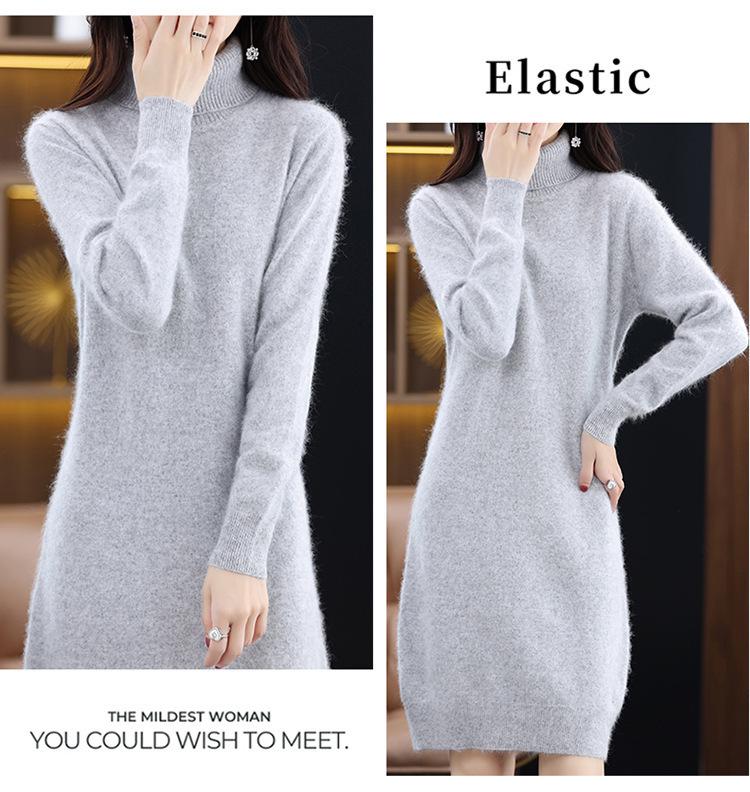 Women's Mink Velvet High Neck Knit Dress