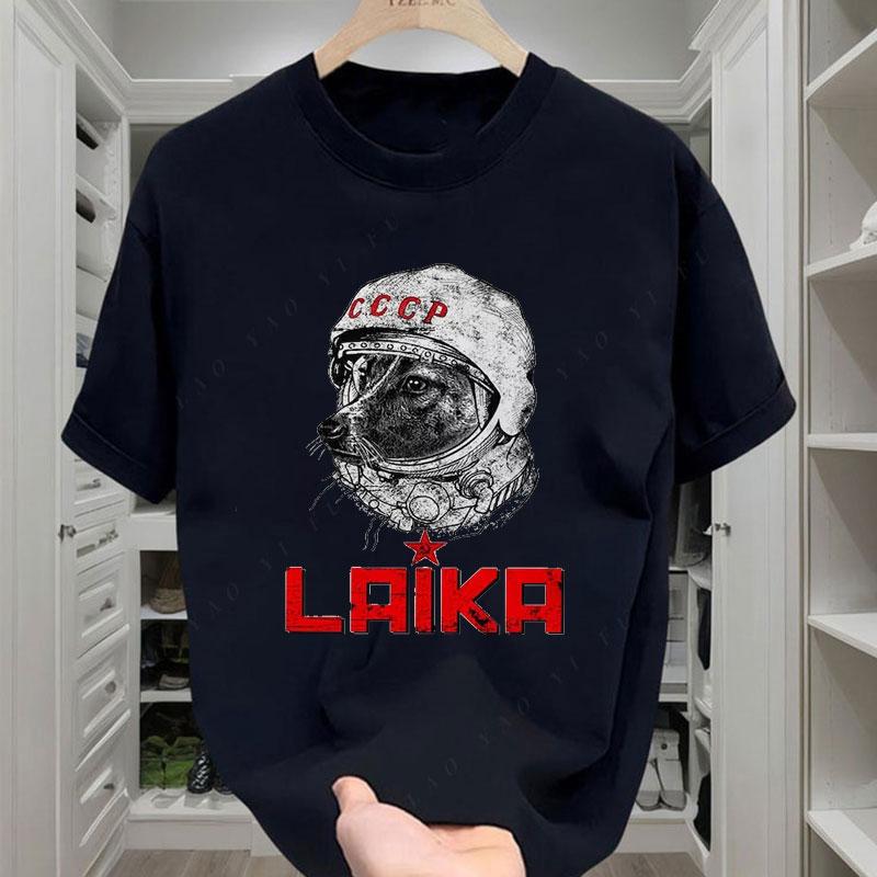 Laika Astronaut Dog Russia T Shirt Unisex Adult Unisexs Womens Gift Cool Music Fashion Top Vintage Retro Tee Camisa Clothes